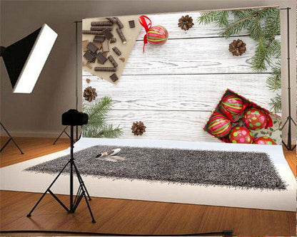 Toile de fond de photo de Noël de mur en bois blanc