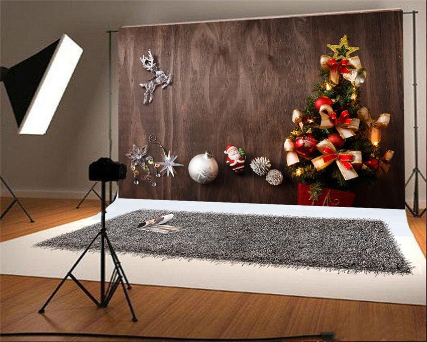 Toile de fond de cloche de cadeau de Noël en bois marron