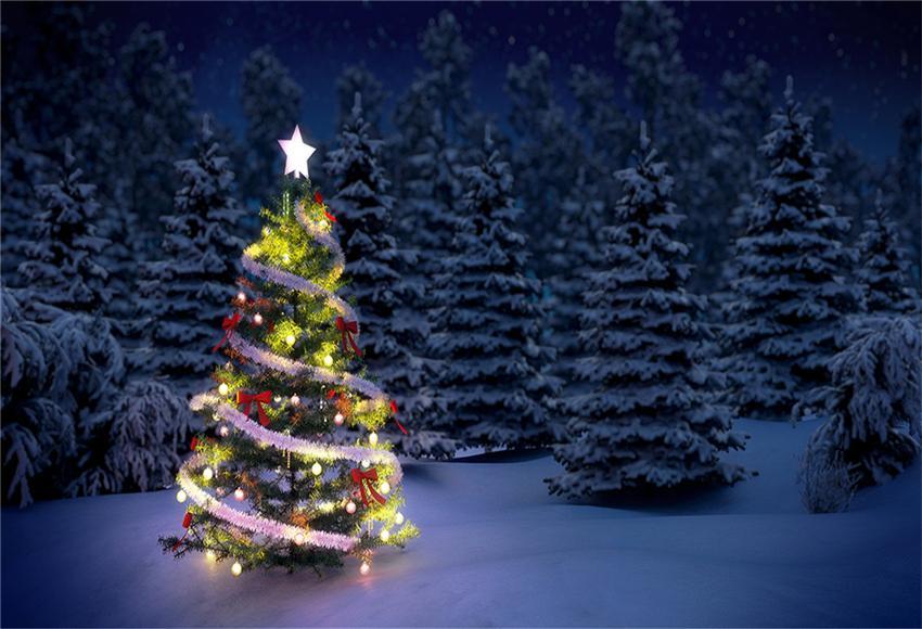 Toile de fond de nuit de neige forêt hiver photo studio décors