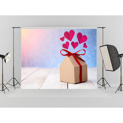 Toile de fond de cadeau délicat de coeur rouge pour le fond de photographie de la fête des mères