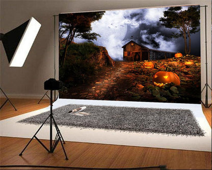 Toile de fond de studio photo d'Halloween de grange rustique