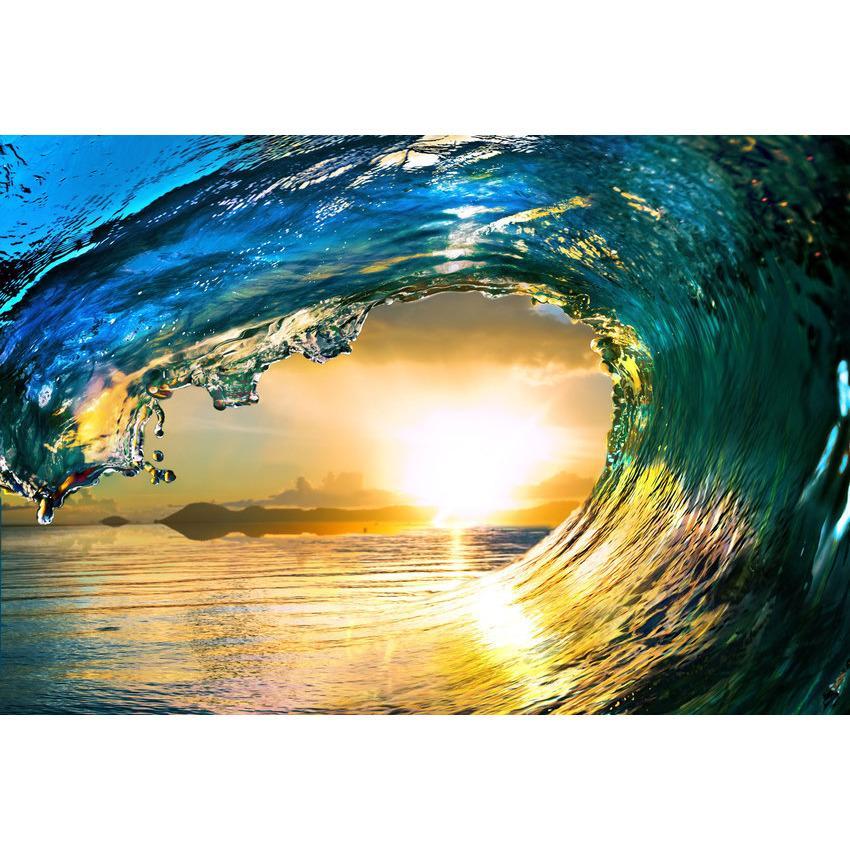 Toile de fond d'eau de mer roulante au coucher du soleil pour la photographie de vacances d'été