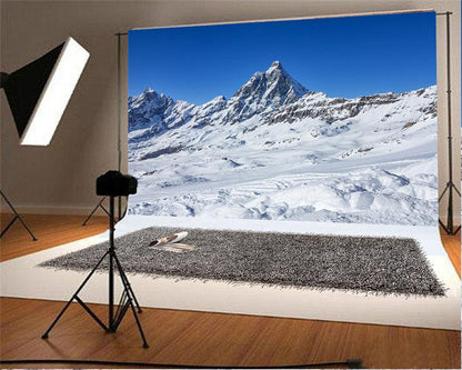 Toile de fond de photo de montagne de neige d'hiver