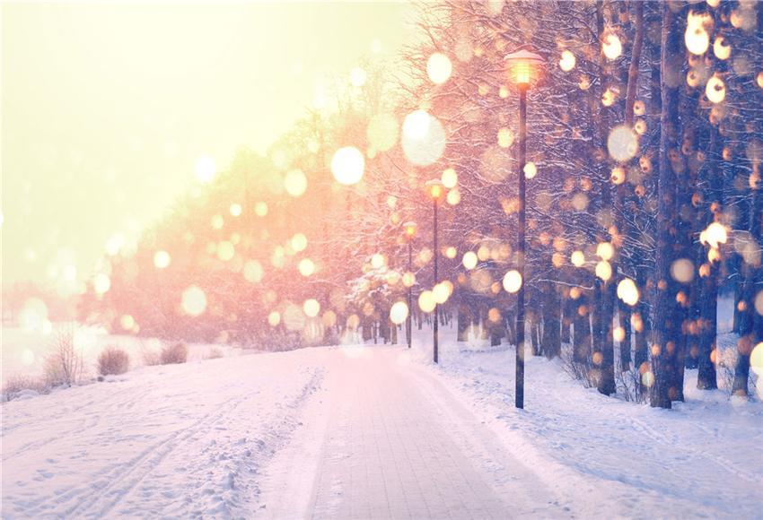 Toile de fond bokeh scintillant hiver neige forêt