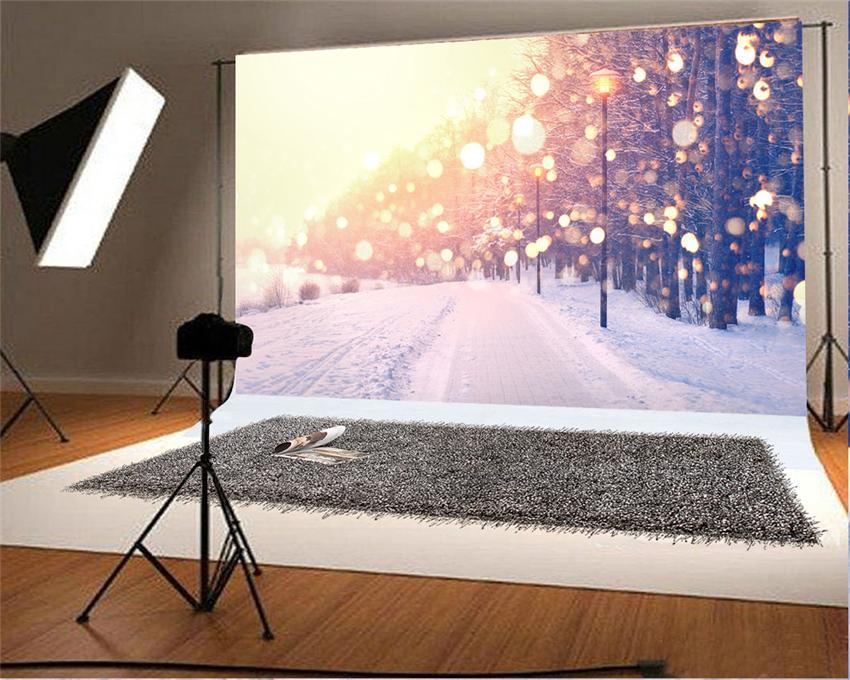 Toile de fond bokeh scintillant hiver neige forêt