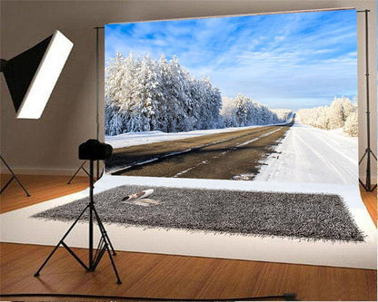 Toile de fond de ciel bleu hiver du pays des merveilles pour la photo