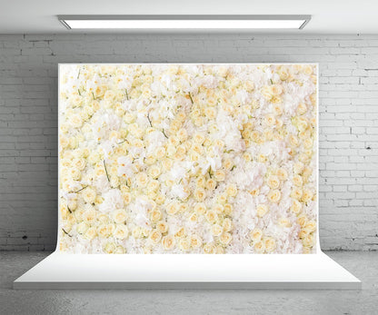 Toile de fond de fleurs de rose beige de mariage pour bannière de table d'anniversaire