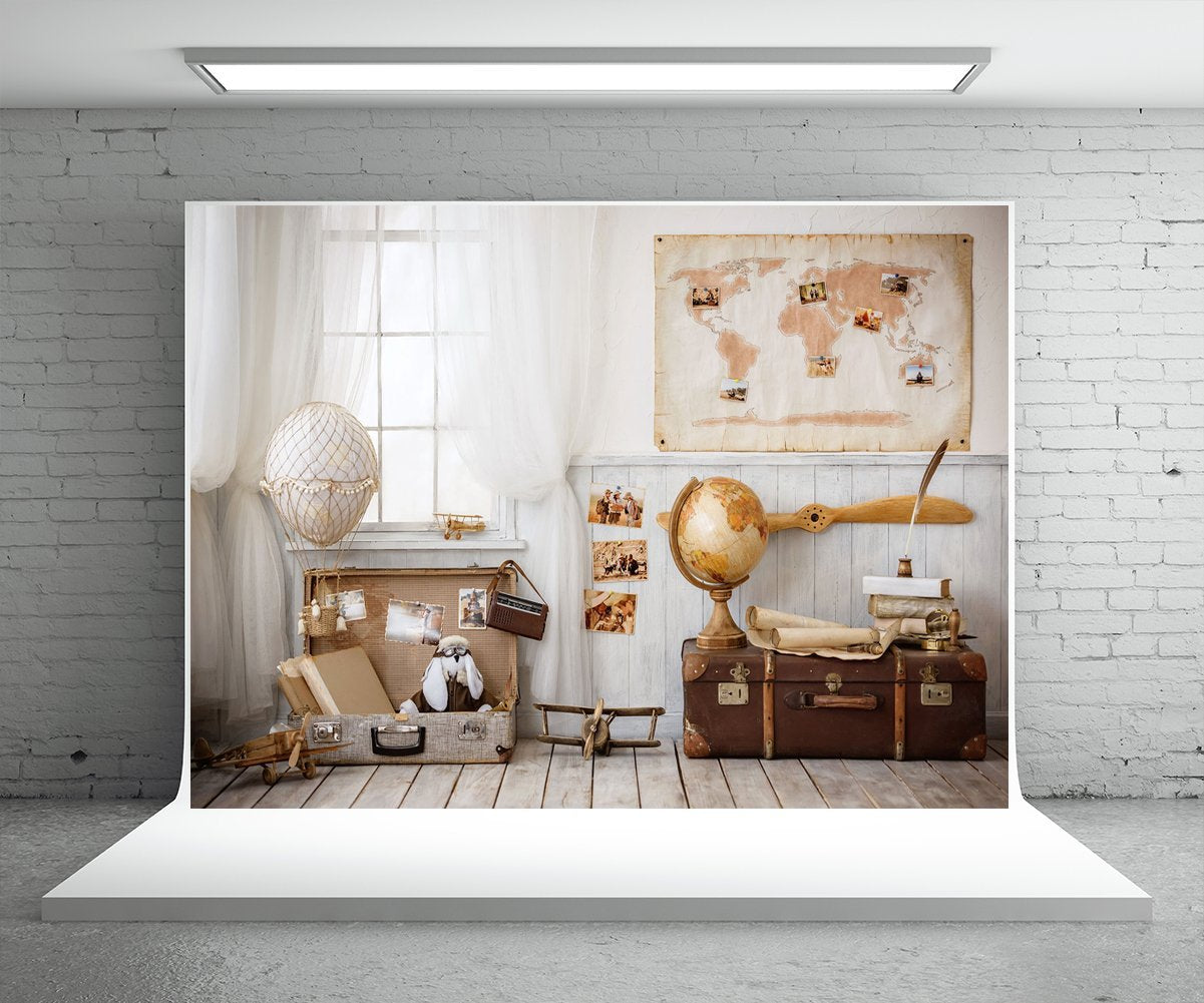 Toile de fond de carte de sol en bois de navigation pour le monde