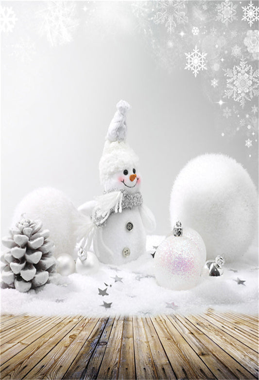 Toile de fond de plancher de bois de Noël de bonhomme de neige pour la photo