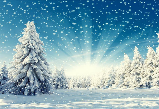 Toile de fond décors de pin de forêt de neige d'hiver pour Noël