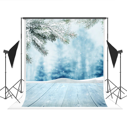 Toile de fond de photo de plancher de bois de neige d'hiver pour la photo