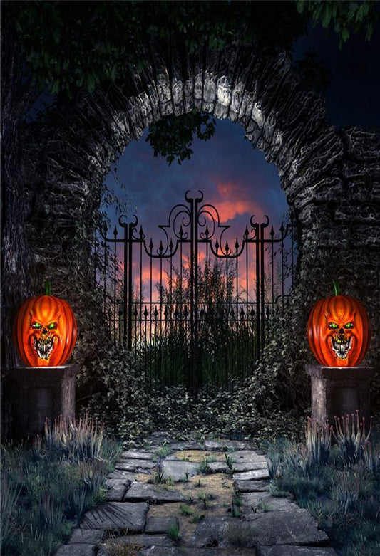Toile de fond de porte de l'enfer d'effrayant de nuit d'Halloween pour la photographie