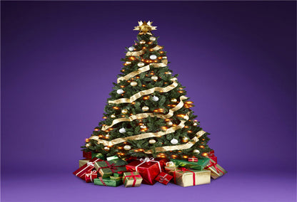 Toile de fond d'arbre de Noël de photo de Noël violet