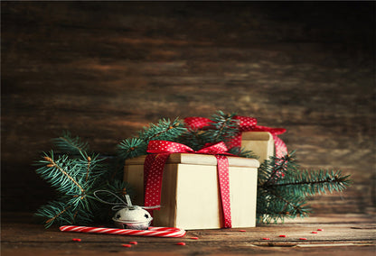 Toile de fond décors de Noël en bois brun foncé