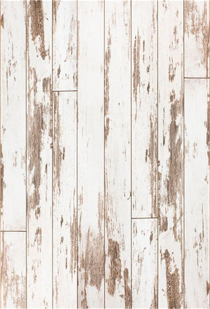 Toile de fond décors en bois vintage blanc et marron pour anniversaire photo de bébé