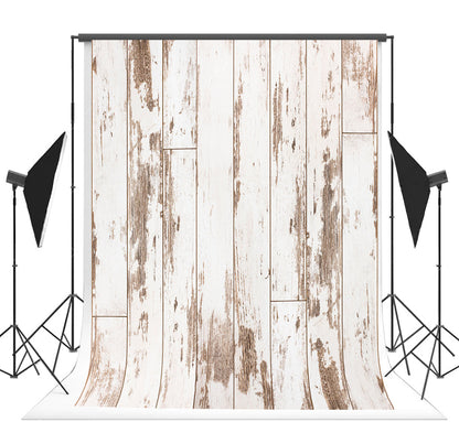 Toile de fond décors en bois vintage blanc et marron pour anniversaire photo de bébé