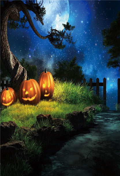 Toile de fond de ciel bleu lune Halloween nuit pou la photographie décors