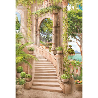 Toile de fond de paysage de beau château de saison de printemps pour la photographie