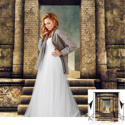 Toile de fond photo senior briques d'architecture de porte sombre pour la photographie K01718