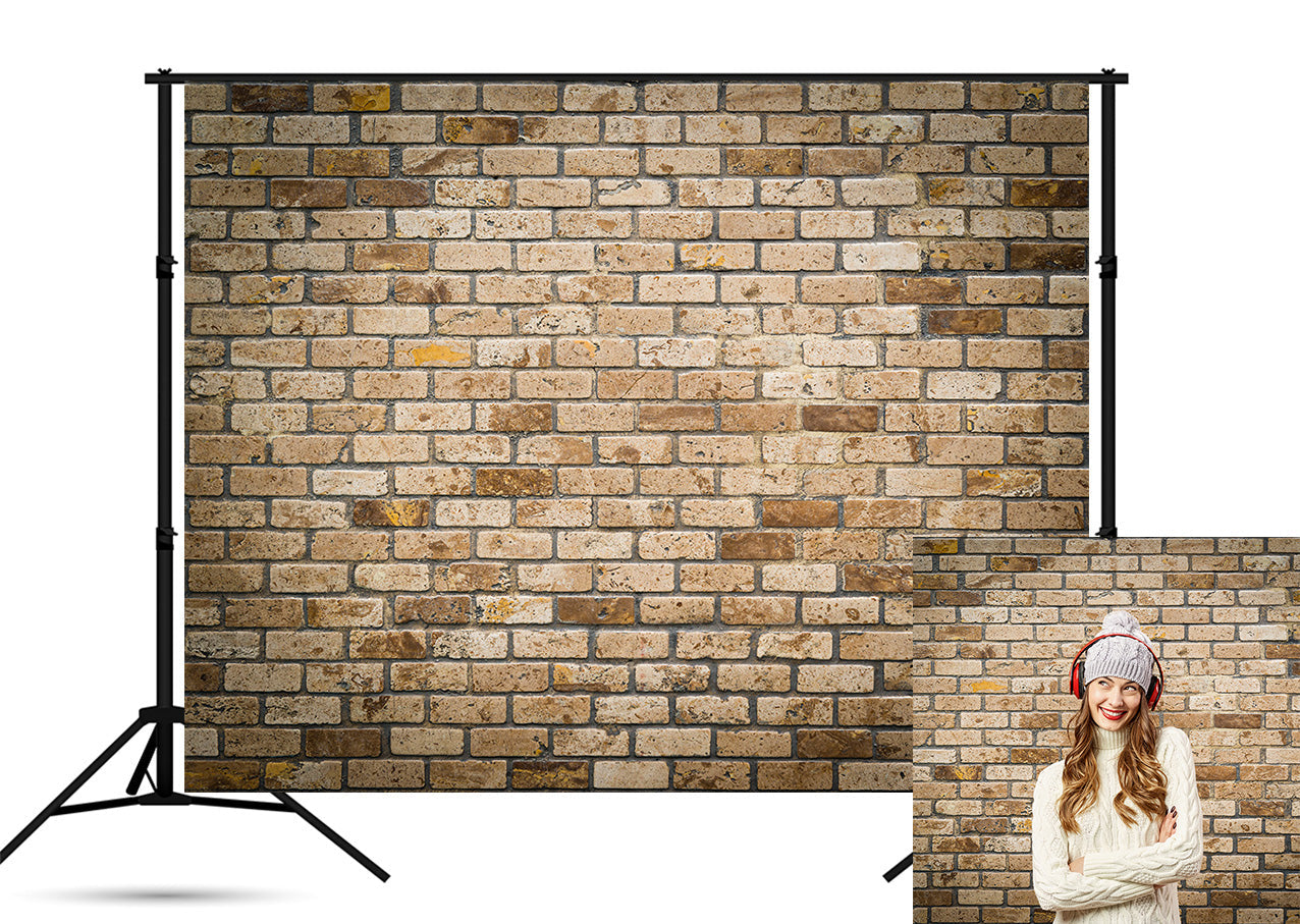 Toile de fond de photographie de mur de briques brunes