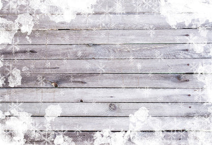 Toile de fond de photographie de mur en bois blanc flocon de neige fond de Noël