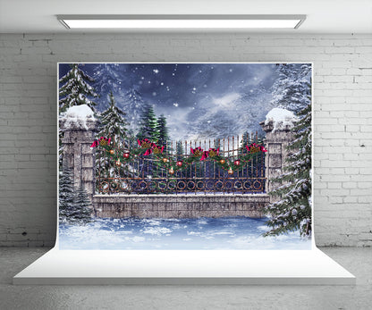 Toile de fond de Noël au pays des merveilles de la neige pour le studio