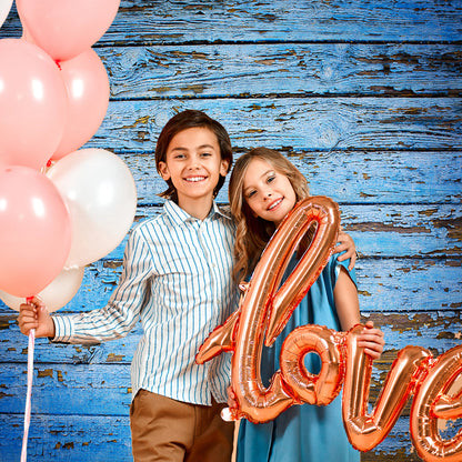 Toile de fond de photo de planches de bois rustique minable bleu KH03738