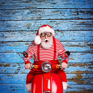 Toile de fond de photo de planches de bois rustique minable bleu KH03738