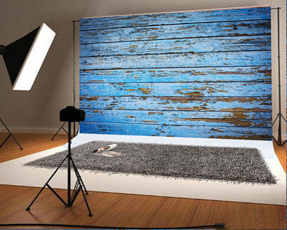 Toile de fond de photo de planches de bois rustique minable bleu KH03738