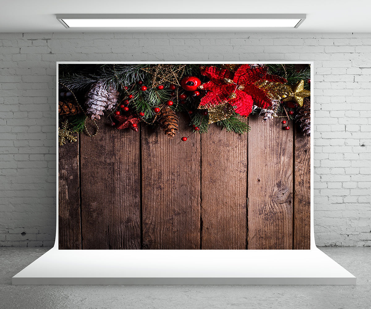 Toile de fond de photographie de bois de Noël