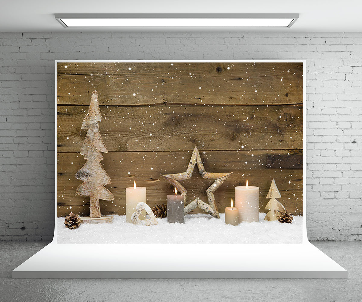 Toile de fond de photographie de bois de Noël fond de photo de neige