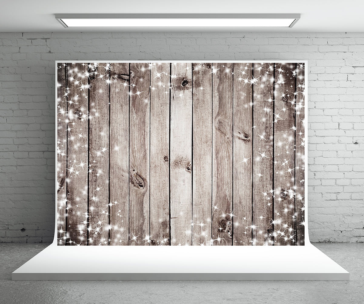 Toile de fond de mur en bois de flocon de neige fond de photographie rétro fond de Noël