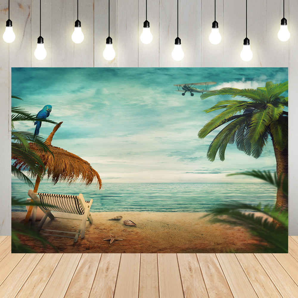 Toile de fond numérique été océan fond de plage pour le studio photo KH04834