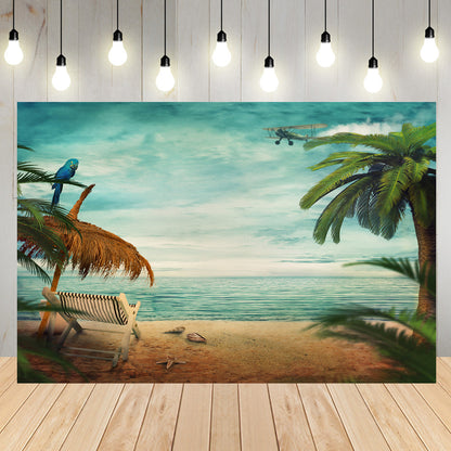Toile de fond numérique été océan fond de plage pour le studio photo KH04834