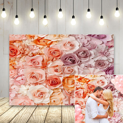 Toile de fond de fleurs roses pour la fête mariage mur floral fête de mariée décoration de portrait studio photographique