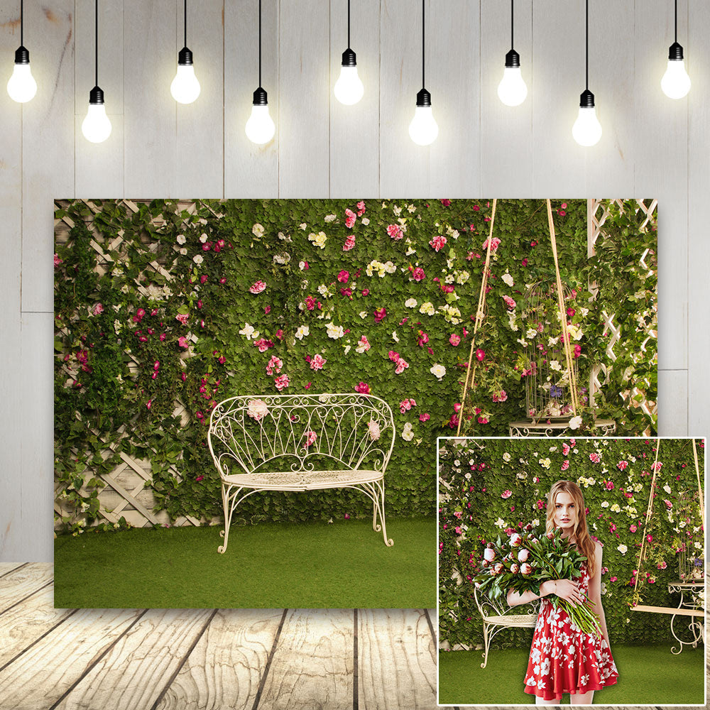 Toile de fond de fournitures de fête de mariage décorations fond de printemps de jardin vert herbe en plein air