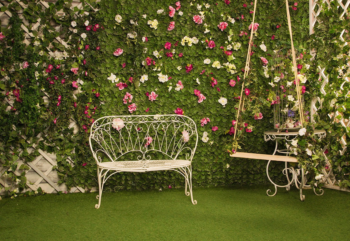Toile de fond de fournitures de fête de mariage décorations fond de printemps de jardin vert herbe en plein air