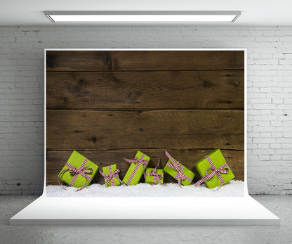 Toile de fond de photo de mur en bois gris foncé de cadeau de Noël