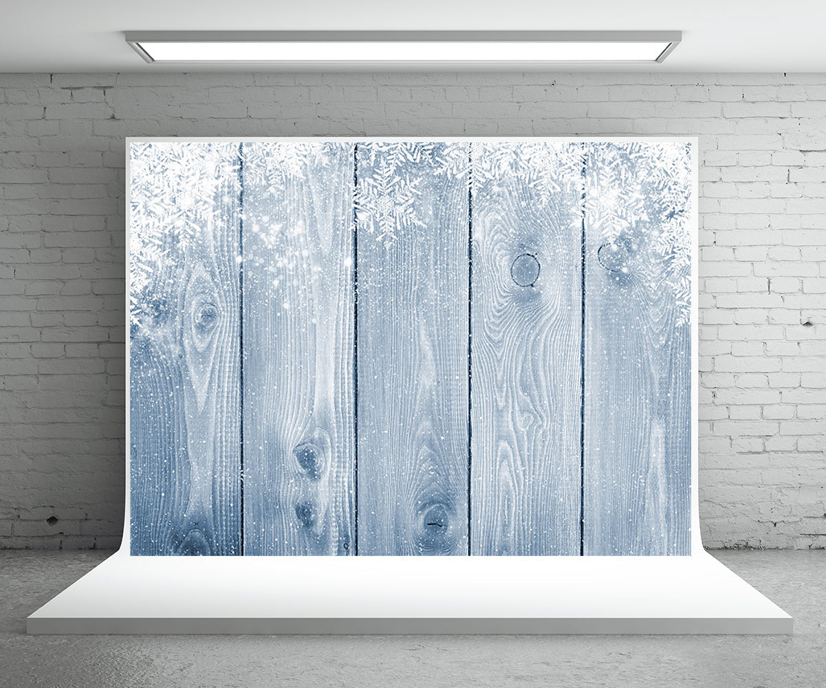 Toile de fond de photographie de mur en bois de flocon de neige pour Noël photo