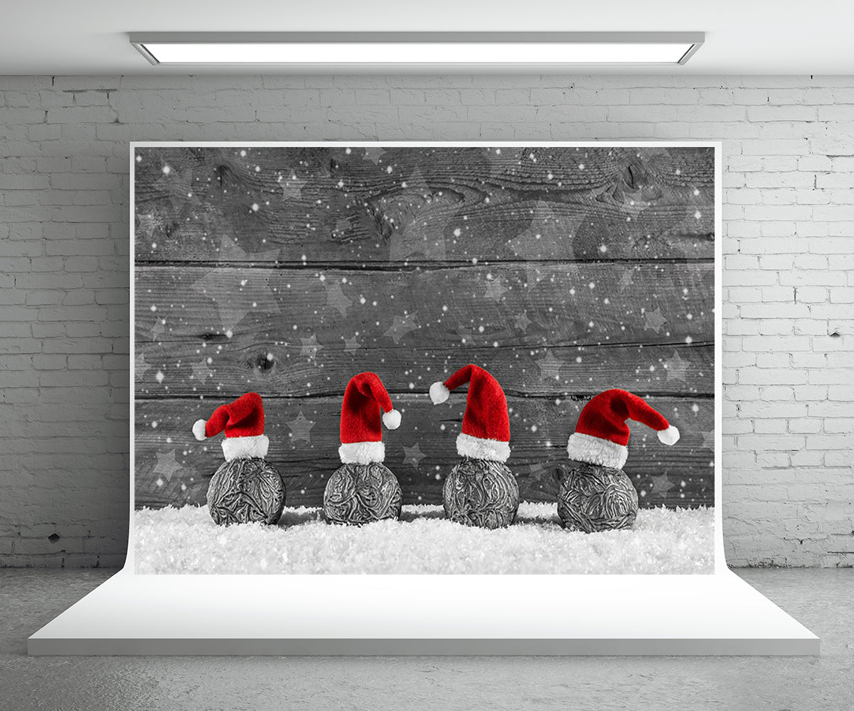 Toile de fond de photographie de mur en bois de flocon de neige fond de chapeau de Noël