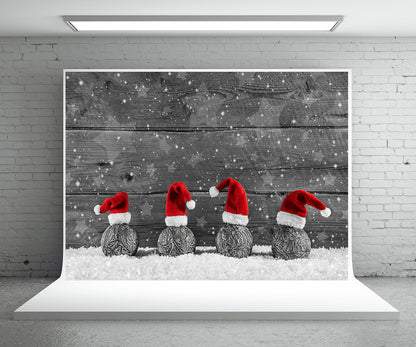 Toile de fond de photographie de mur en bois de flocon de neige fond de chapeau de Noël