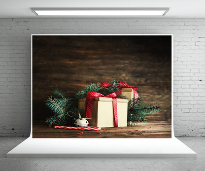 Toile de fond de cadeau de Noël photographie mur en bois photo fond sombre