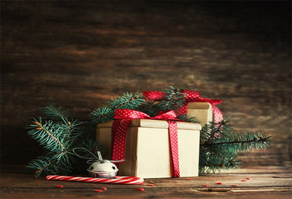 Toile de fond de cadeau de Noël photographie mur en bois photo fond sombre