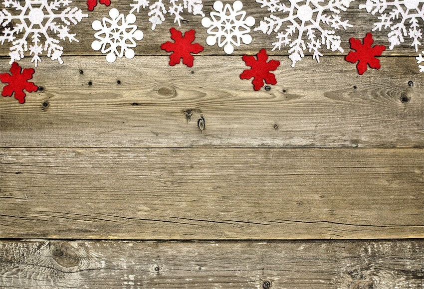 Toile de fond de flocon de neige feuilles rouges fond de photographie de mur en bois fond de Noël