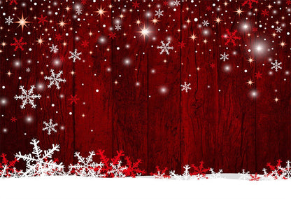 Toile de fond de photographie de mur en bois rouge flocon de neige pour Noël