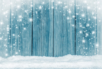 Toile de fond de flocon de neige bleu mur en bois photographie de photo de Noël