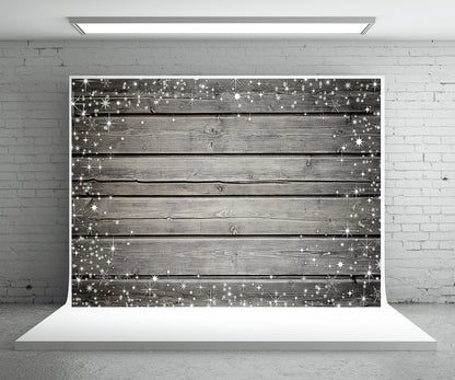 Toile de fond de photographie de mur en bois gris foncé de flocon de neige pour Noël