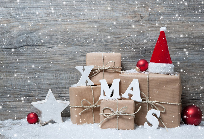 Toile de fond de photographie de mur en bois de Noël pour flocon de neige de Noël