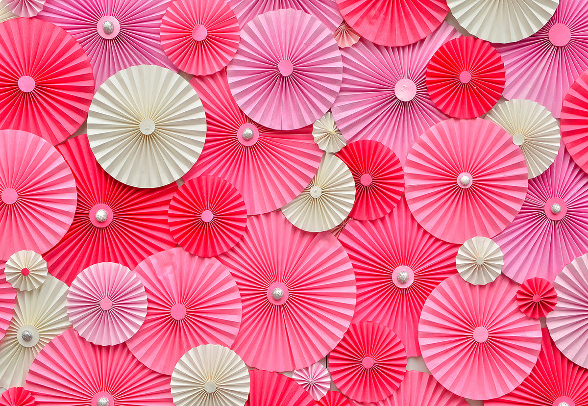 Toile de fond décors d'anniversaire de fleurs en papier rose pour la photographie