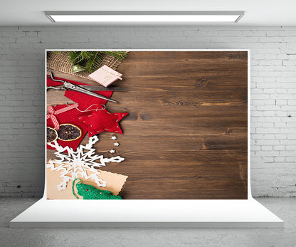 Toile de fond de décor de photographie de mur en bois de Noël